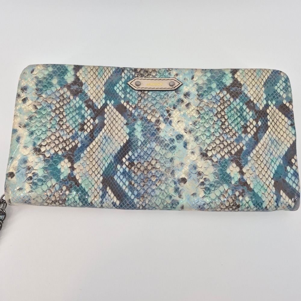 Bryany Blue Python Embossed Wristlet Wallet Clutc… - image 3